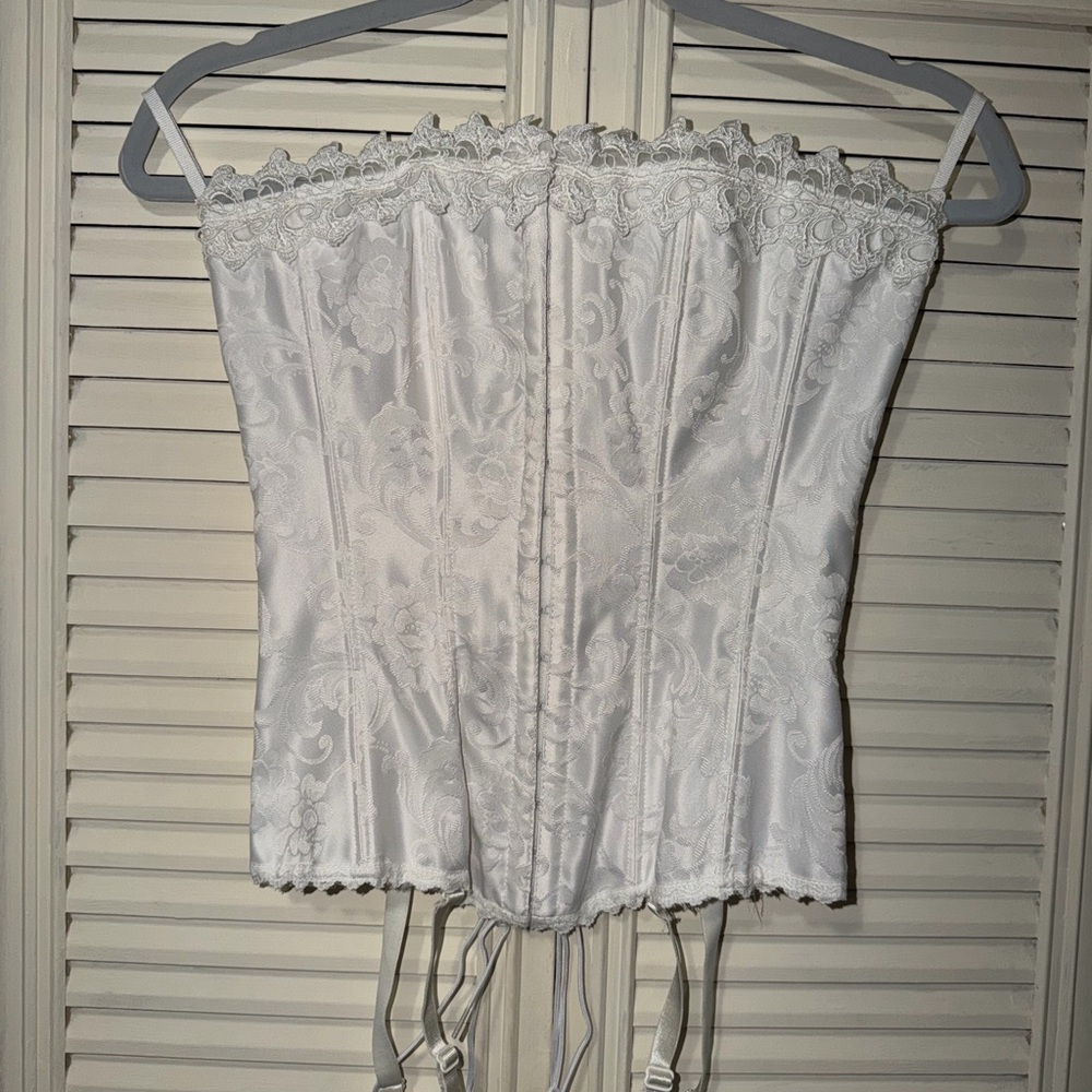 Frederick's of Hollywood White Satin Corset